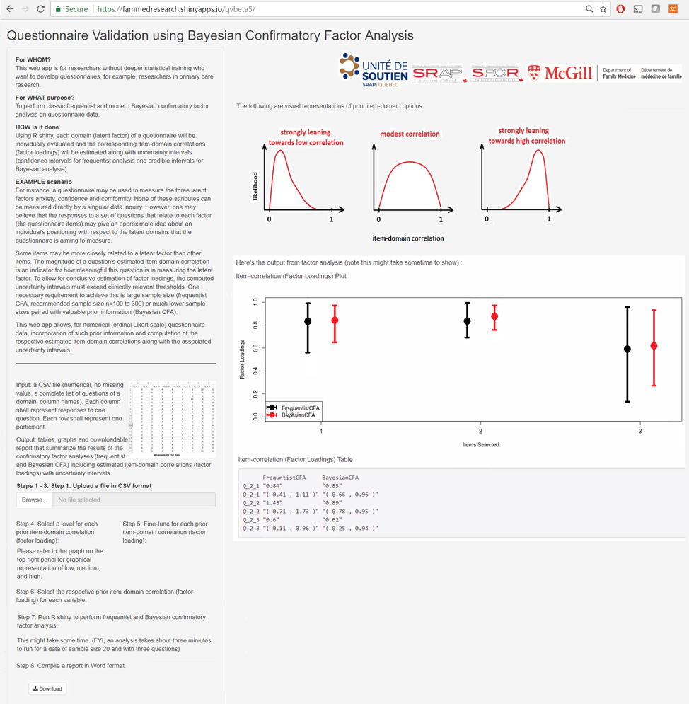 screenshot of questionnaire validation